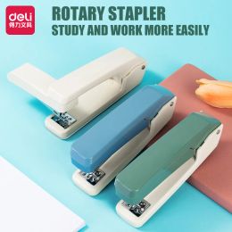 Stapler Deli Rotary Stapler Large Capacity Smooth Binding 20 Sheets of Paper At A Time Portable Storage Rotary Stapler Office Stationery