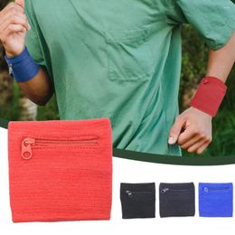 Wrist Support Fitness Wristband With Zipper Elastic Sports Pocket For Running Cycling Tennis Breathable Sweat Absorption