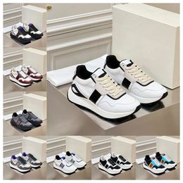 2024 new top Multi material patchwork of cowhide with contrasting Colours men women thick soled lace up black white sports fashionable and versatile casual shoes