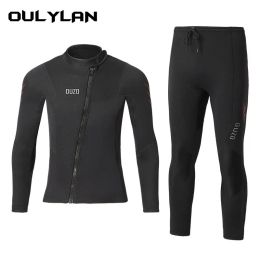 Pants OULYAN 3mm Wetsuit Premium Diving Suit for Men Pants Split Body Jacket Pants Neoprene Swimwear Black Keep Warm Swimming