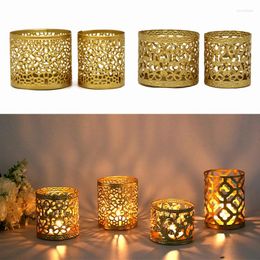 Candle Holders 2Pcs Nordic Round Hollow Iron Cup Votive Tealight Holder Romantic Candlestick For Wedding Party Table Decor