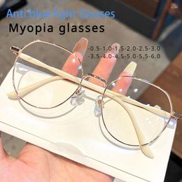 Sunglasses Clear Glasses Women Polygonal Metal Myopia Mirror Girls Eyewear Anti Blue Light Fashion Eyeglasses Gafas Oculos