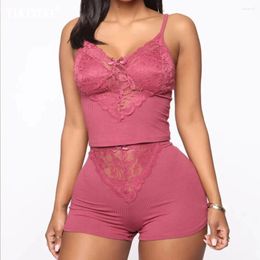 Home Clothing Sexy Women Pyjamas Set V-neck Lace Sleepwear Nightwear Suit Casual Pijamas Homewear Loungewear 2pcs For Female