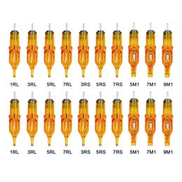 5pcs Yellow Dragonfly Sterile Tattoo Cartridge Needle 1 3 5 7 9 11 14 15 RL RM RS M1 For Tattoo Machine Pen Accessories