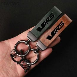 Key Rings For Skoda VRS Octavia FABIA KAMIQ KAROQ KODIAQ RAPID SUPERB Car Luxury Genuine Leather Keychain Key Ring with VRS 240412