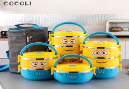 Cartoon Minion Stainless Steel Lunchbox for Kid in Boxes Thermal Bento for School Students Tableware 4D Lunch Box for Kids Y2004298389786