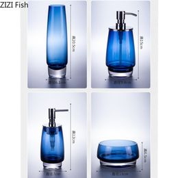 Light Luxury Glass Toiletries Creative Blue Soap Dispenser/vase Hotel Bathroom Hand Soap Bottle Modern Home Bathroom Accessories