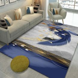 3D modern simple printed feather carpet living room full floor mat bedroom bed blanket study table and chair mat