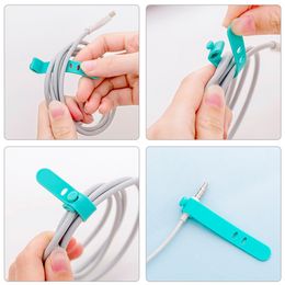 4PCS Cable Organizer Earphones Wire Winder Clip Data Cable Reusable Tie 2 Holes Silicone Beam Line Cord Winder Holder Manager