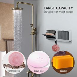 Creative Wall Mounted Soap Box Double Grid Soap Holder Storage Rack Sponge Dish Bathroom Accessories