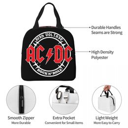 AC DC Insulated Lunch Bags Large Heavy Metal Rock Music Meal Container Thermal Bag Tote Lunch Box Work Travel Girl Boy