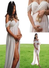 Lace Maternity Dress For Pography Sexy Off Shoulder Front Split Pregnancy Dress Pregnant Women Maxi Maternity Gown PoShoot Q1697850