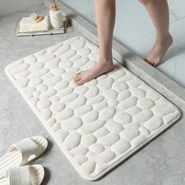 Bath Mats Memory Foam Embossed Carpet Household Cobblestone Texture Absorbent Floor Mat Bathroom Living Room Non-Slip