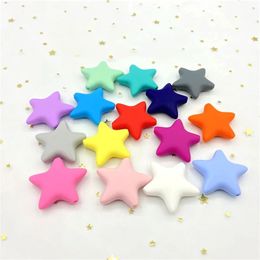 50100pcs baby five-pointed star food-grade silicone beads BPA-free chewy teething DIY making necklace sensory toy 240409