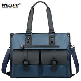Men Oxford Briefcase Male Business Casual Handbags Laptop Bags Documents Storage Bag Fashion Shoulder Black Blue XA901ZC 220125256N