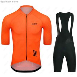 Cycling Jersey Sets 2024 SAXO Cycling Jersey Set 19D Bike Shorts Set Men New Summer MTB Ropa Ciclismo Short Seve Bicyc Shirts Maillot Clothing L48