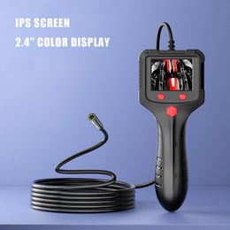 8mm Borescope Pipe Camera 2.4 In IPS Screen 1080P HD Snake Drain Camera IP67 Waterproof 6 Adjustable LED for Car/Engine/Drain