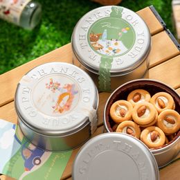 Christmas Candy Tins Decorative Round Tinplate Boxes Xmas Candy Cookie Packaging Jar Candle Containers Candy Box Gift