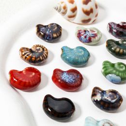 10pcs Ceramic Beads Multicolor 3D Conch Sea Snail For DIY Jewellery Making Necklace Bracelets Jewellery Findings About 21mm x 17mm