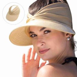 Visors Wide Brim Hats Bucket Hats WomenS Empty Top Sun Hat Female Luxury Brand Beach Summer Outdoor Sports Baseball Hat Visor Caps New Design Long Brim 24412