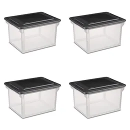 Storage Boxes Plastic File Box Black Set Of 4