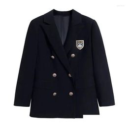 Womens Suits Blazers Stylish Blazer Suit Jacket For Women Clothing 2024 Spring Autumn Korean Long Sleeved Slim Coats Lady Black Tops D Otcjq
