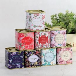 Retro Square Tinplate Tin Can Jars Storage Box Airtight Tea Cans Container Coffee Candy Gift Packaging Box Wedding Supplies