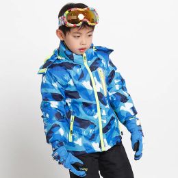 Jackets Hooded Fleece Baby Girl Snow Jackets Waterproof Warm Boy Skiing Sport Coats Children Thickened Mountain Teenager Kids Clothes