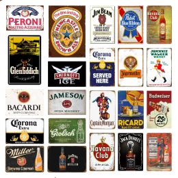 Keep Calm Drink Beer Wine Metal Poster Whiskey Plaque Vintage Tin Sign Bacardi Wall Decor For Bar Pub Man Cave Decorative Plates