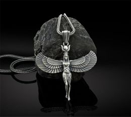 Isis Pendant Necklace 316L Stainless Steel Silver Women Egyptian Winged Goddess Jewellery Gifts8530675