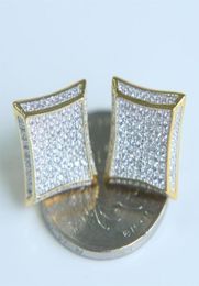 2020 fashion Mens women HIP HOP square Stud Earrings gold filled Cubic Zircon CZ Earrings wedding party jewelry TOP quality270M8523264