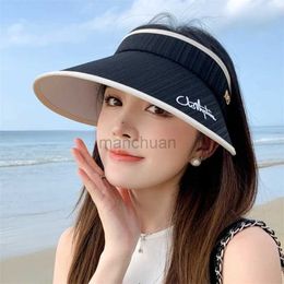 Visors Wide Brim Hats Bucket Hats New Style Hat For Women In Summer-Outdoor Anti-UV Large Brim Sunshade Hat Fashion And Versatile Empty Top Hat Sunscreen Sun Hat 24412