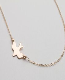 10PCS N107 Gold Silver Tiny Soar Flying Bird Necklace Peace Dove Necklace Little llow Baby Bird Necklaces Abstract Necklaces7406705