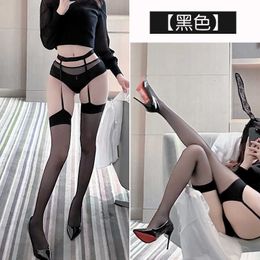 Suspender stockings feminine long tube nightclubs bungee dancing black knee length socks pure desire red contrasting Colour and fun G99T