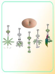Leaves tortoise feather tree zircon belly rings sexy piercing belly button rings body jewelry for women2500537