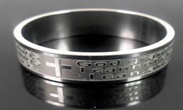 Brand New Mens Womens Etch Christian Serenity Prayer Scriptures CROSS Stainless Steel Ring Silver Jewellery Band Ring4135200