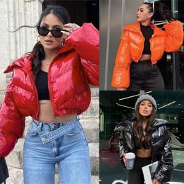 Women's Winter Long Sleeve Zipper Puffer Baggy Short Down Coats Outerwear Casual Loose Warm Quilted Jackets Dropship