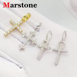 8MM Full Moissanite Diamond D Colour Cross Pendant S925 Sterling Sliver White Gold Moissanite Pendant for Women Men