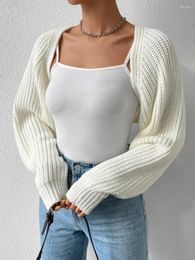 Women's Knits Women S Open Front Cropped Cardigan Long Sleeve Solid Colour Ribbed Knit Shrug Sweater Bolero Tops