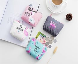 1Pcs Flamingo Canvas Fabric Mini Coin Purse Cartoon Coin Birthday Party Decorations Kids Happy Birthday Gifts Baby Shower Q9509709