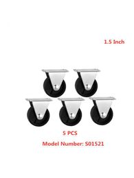 (5 Packs) 1.5 Inch Black Pp Directional Caster Diameter 40 Light Shelf Roller Children's Bed Drawer Wheel