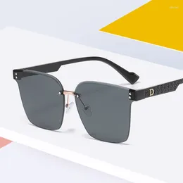 Sunglasses Brand Design Frameless Style Sun Protection Fashionable Gafas De Sol Square Large Frame UV Resistant