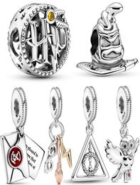 100% 925 sterling silver hedwig owl charm deathly hallows dangle beads fit original bracelet woman jewelry pendant6428922