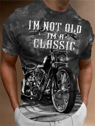 Men's Hoodies Sweatshirts Motorcycle T-shirt mens 3D printed short sleeved retro classic T-shirt mens street cycling bike top oversized T-shirt C24325