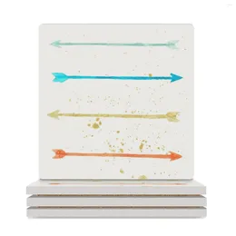 Table Mats Painted Arrows Ceramic Coasters (Square) Anti Slip Mug Set Cute Household Utensils Kitchen