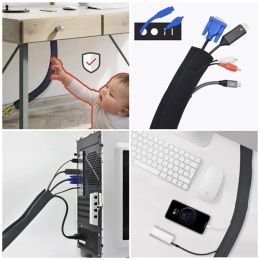 50cm Black Cable Organiser Zipper Type TV Computer Cable Sleeve Insulated Protective Office Cable Hidden Storage Management