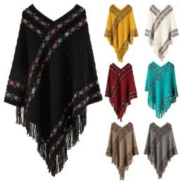 Scarves Ethnic Style Mongolian Poncho Plush Imitation Cashmere Winter Warm Knitting Wraps Knitted Cape Women Fashion