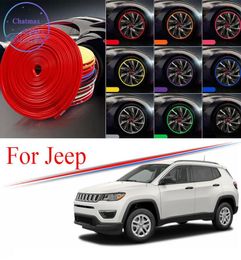 8M MultiColors Car Wheel Hub Rim Trim for Jeep Cherokee Compass Wrangler Edge Protector Ring Tire Strip Guard Rubber Stickers7325097