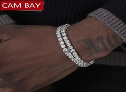CAMBAY JEWELS Authentic 925 Sterling Silver Tennis Bracelets Pave Clear Cubic Zircon Silver Bangle Girls Party Jewelry Chain3045075
