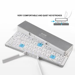 B.O.W Mini Keyboard for Phone / Tablet , Slim & Light Folding Portable Keyboard 3 Bluetooth Devices Connexion